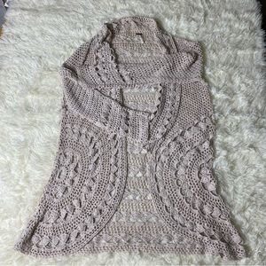 Free People Crochet Cardigan Boho Style Neutral Cream Crochet Sweater